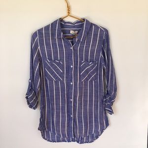 Thread and Supply White and Blue striped Top